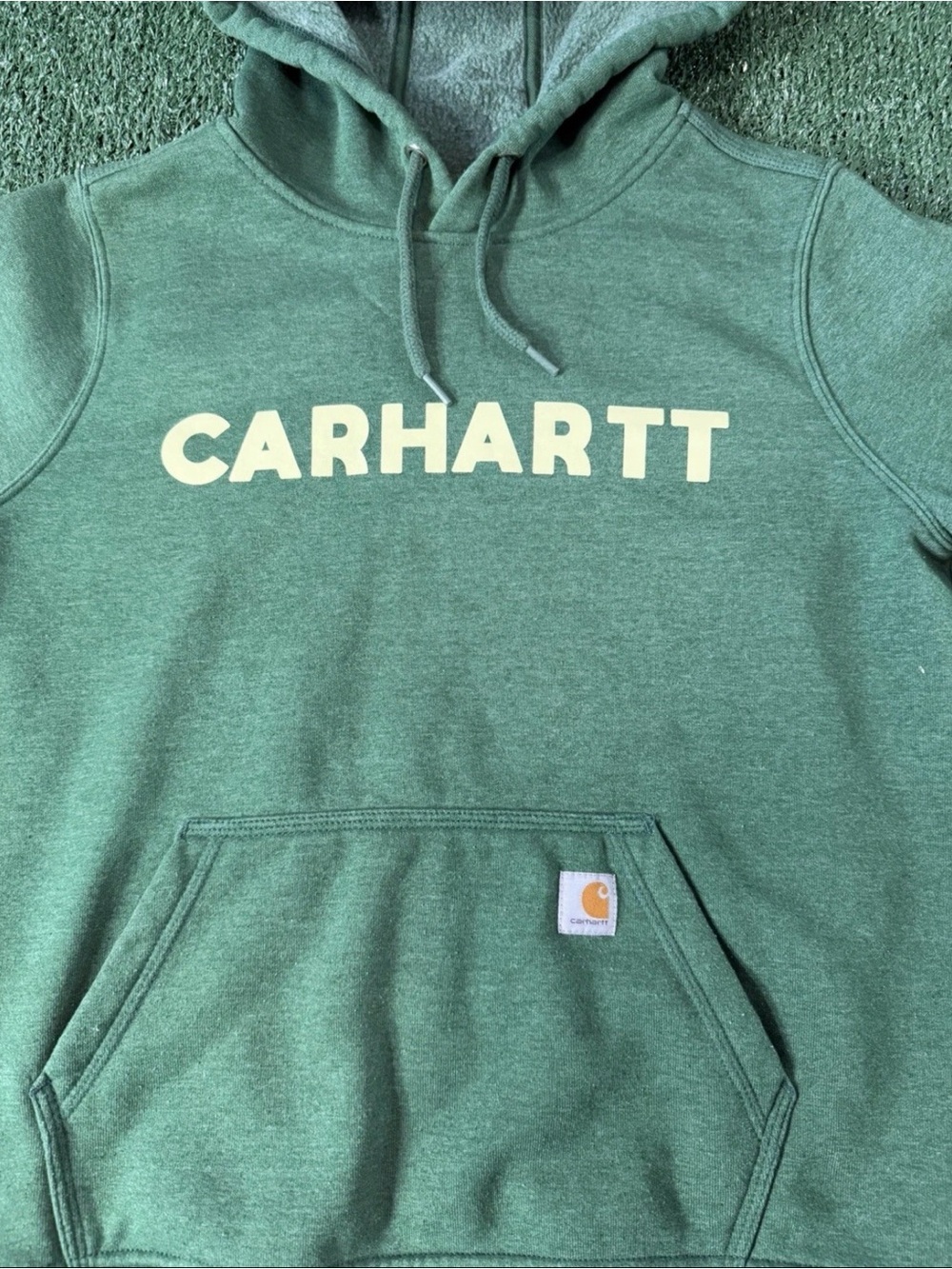 Carhartt Hoodie Youth L Green Relaxed Fit Logo Pullover Sweatshirt 105194 G55 - Picture 3 of 7
